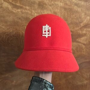 Red wool vintage Asian hat